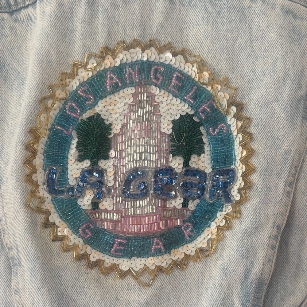 True Vintage LA Gear Denim Jacket with Sequins - girls size medium